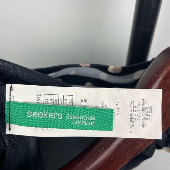 Seekers Australia Black Shaping Tan White Polka Dot One Piece Bathing Suit Sz 10 - Picture 6 of 8